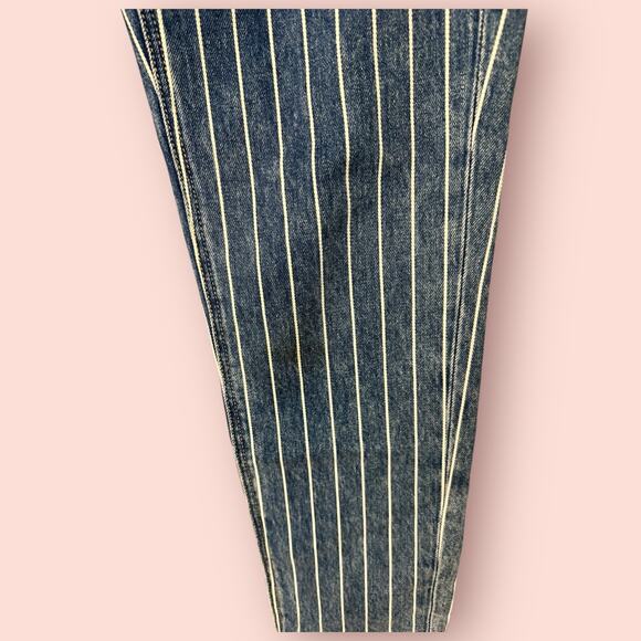 American Eagle MOM JEANS Womens 0 XS Blue White STRIPED Denim HIGH RISE 28x29 - Picture 3 of 6